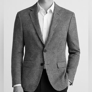 New JOHN VARVATOS STAR Glen Plaid Blazer 44R Linen Blend Tailored Fit Sport Coat